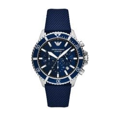 Emporio Armani Chronograph Blue Nylon and Leather Watch - AR11588
