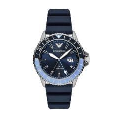 Emporio Armani GMT Dual Time Blue Silicone Watch - AR11592