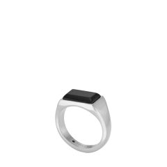 Fossil Men's All Stacked Up Black Agate Signet Ring - JF0460304020