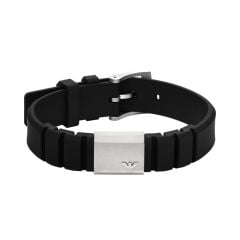 Emporio Armani Men's Black Silicone and Stainless Steel ID Bracelet -  EGS3079040