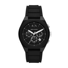 Armani Exchange Chronograph Black Silicone Watch - AX4161
