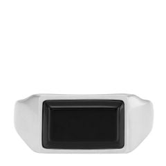 Fossil Men's All Stacked Up Black Agate Signet Ring - JF0460304020.5