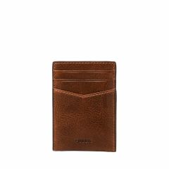 Fossil Men's Andrew Cognac Leather Card Case Wallet - ML4173222