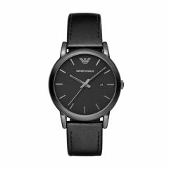Emporio Armani Men's Luigi Black Round Leather Watch - AR1732