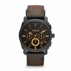 Fossil Men's Machine Black Round Leather Watch - FS4656IE